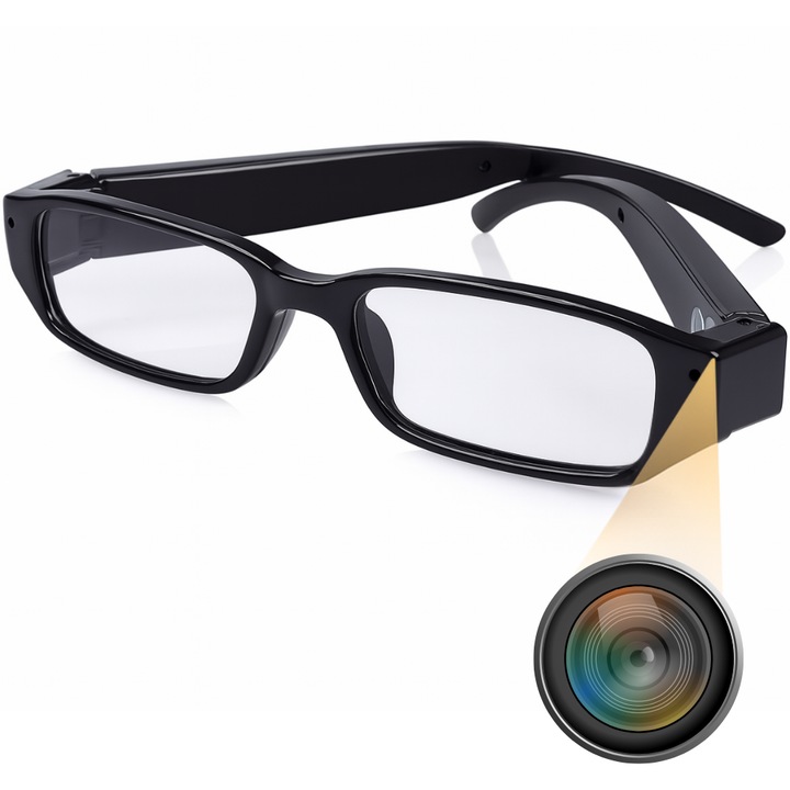 Мини шпионска камера с очила MG02, 1080P, 128GB, 14.5x14.5x3.5cm, пълен комплект