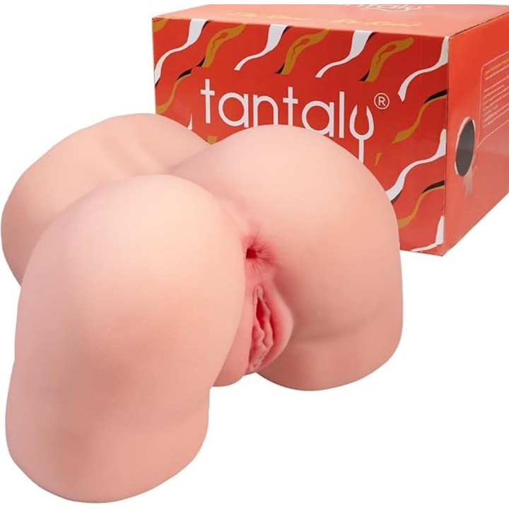 Мастурбатор реалистичен за мъже, 2 тръби, 3D текстура, TPE мек силикон