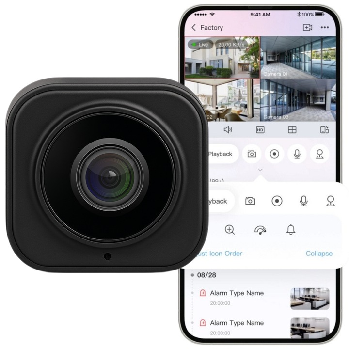 H9 WiFi мини камера за наблюдение, 1080p, детектор на движение, нощно виждане, 38x38x28 мм, пълен комплект