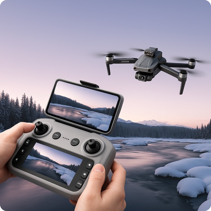Drona profesionala, Spreest®, V168 MAX 8K GPS, QuadCopter sub 250 g, Camera 8K cu stabilizare EIS, Evitare obstacole 720°, Raza 3000 m, Autonomie 30 min, Follow Me, Returnare automata, Control prin aplicatie, Negru