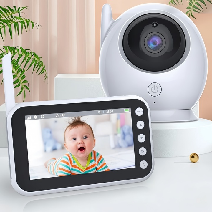 OEM Bébiőr, videó 4.3 hüvelyk, 720P, éjjellátó, kétirányú hang, hőmérséklet érzékelés, 2000mAh akkumulátor