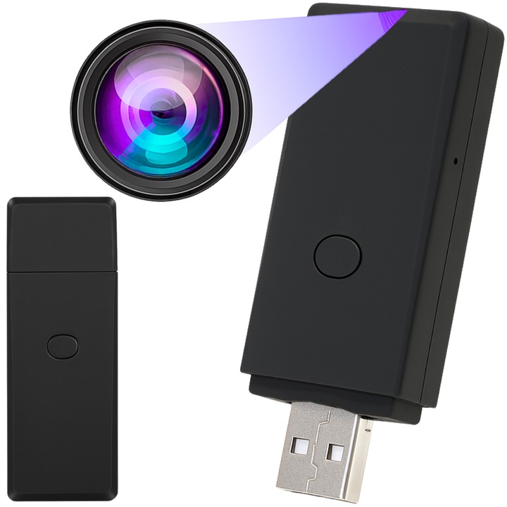 Мини USB шпионска камера UD01, 1080p, ъгъл 120°, 128GB, комплект с инструкции