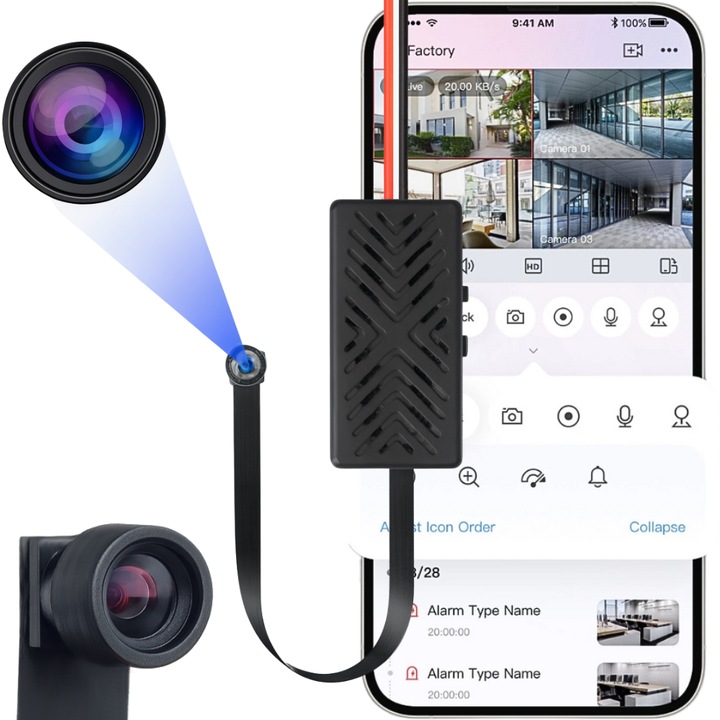 Мини WiFi камера, IWFCAM A, 1080P, детектор на движение, 14x5x2 см, пълен комплект