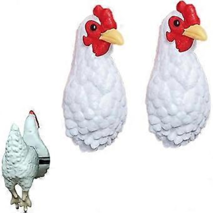 Cercei pictati manual, pui din rasina hipoalergenica, cercei cu gaini miniaturale, cercei cu cocos