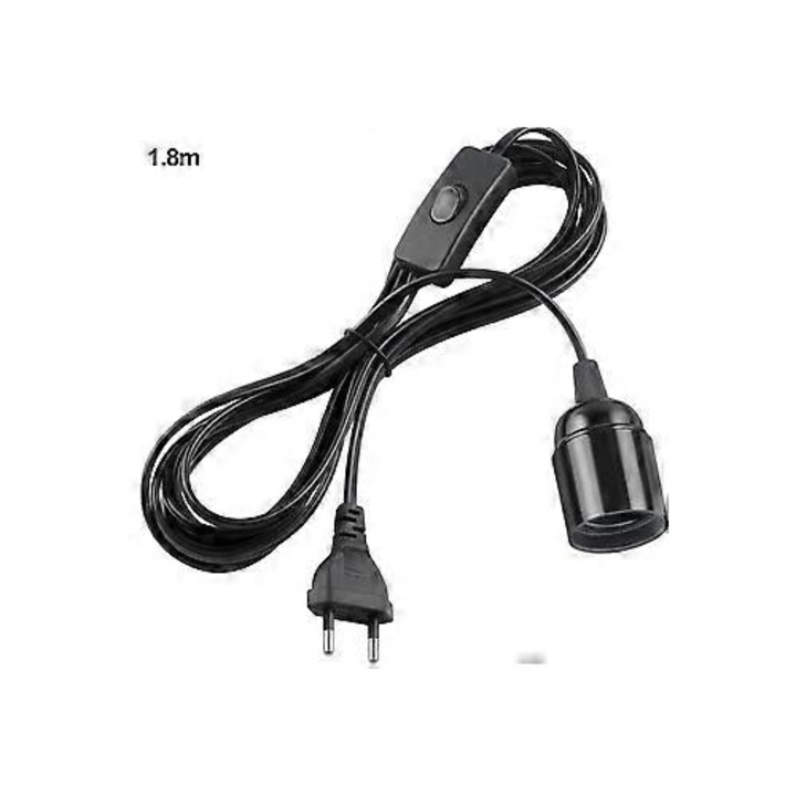 Set 3PCS cabluri de alimentare cu priza EU 1.8m pentru suport lampa E27 cu intrerupator, pentru corpuri de iluminat suspendate