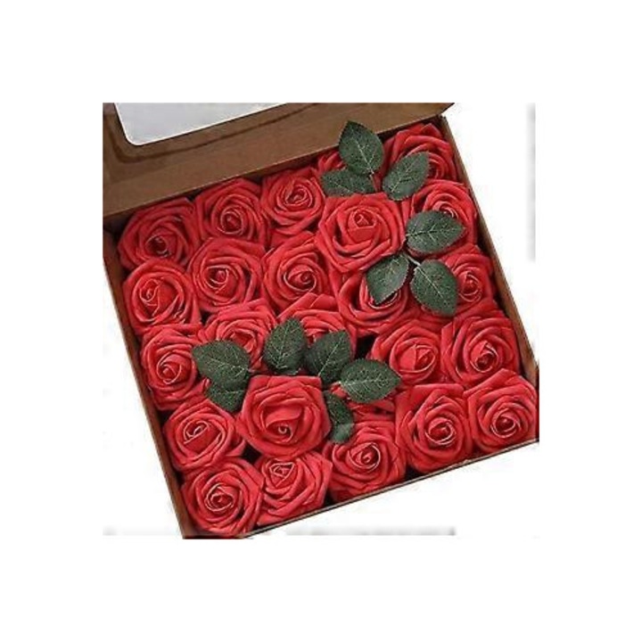Set 25 bucati trandafiri artificiali din spuma pentru decorare, multicolor