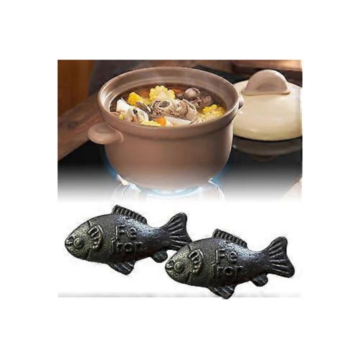 Чугунен тиган, Щастлива желязна рибка, инструмент за многократна употреба за готвене, идеален за вегани, добавя естествено желязо към храната и водата