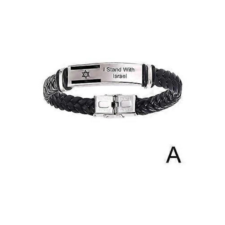 Bratara din otel inoxidabil cu steagul Israelului, bratara I Stand with Israel, bijuterii barbati