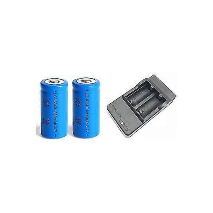 Комплект от 2 батерии 16340 Cr123a 3.7v 1300mah акумулаторна литиево-йонна