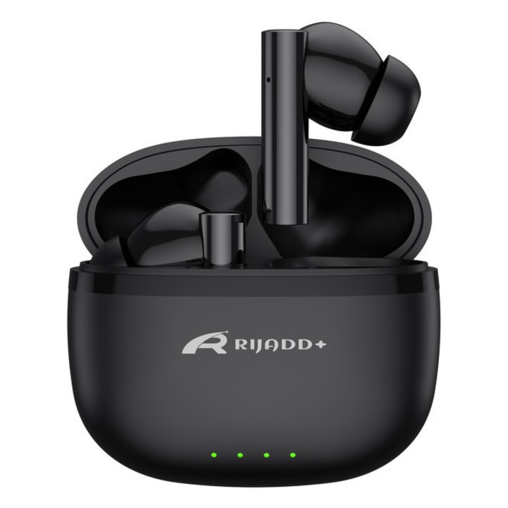 Casti wireless RijaDD+ RT01 Bluetooth 6.0 cu Microfon HD, ENC, Bass 9D, Afisaj Baterie, 24h Autonomie, Type-C, Modul Joc/Muzica, Negru