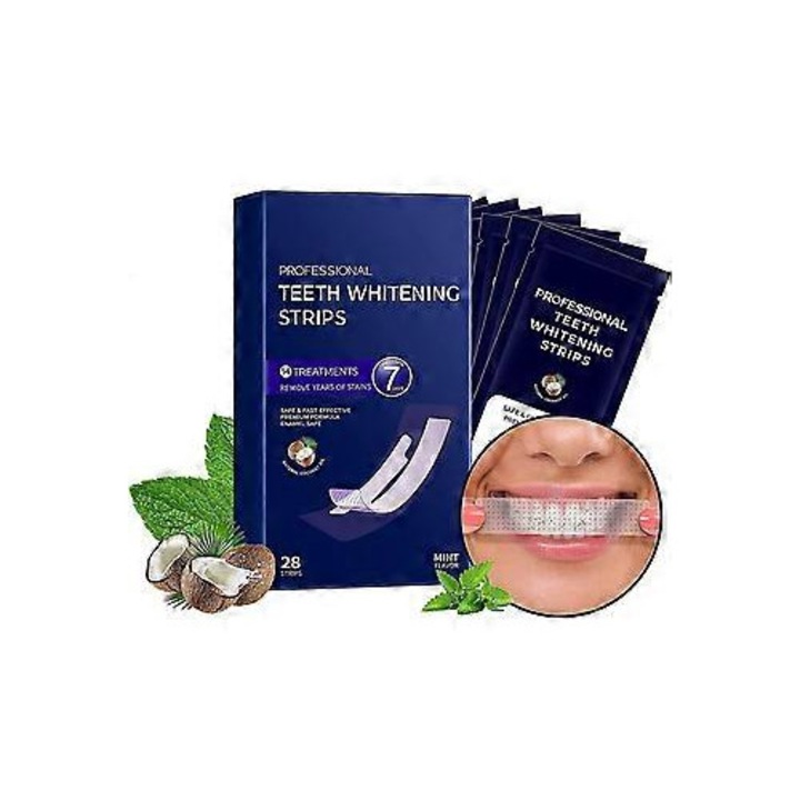 Benzi pentru albirea dintilor, 28 bucati, non-sensibile, fara peroxid