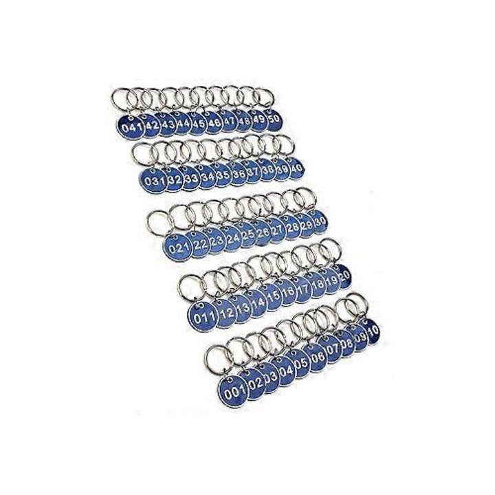 Kulcstartók 1-100 számokkal, készlet, alumínium címkék, öltözőszekrénybe, edzőterembe