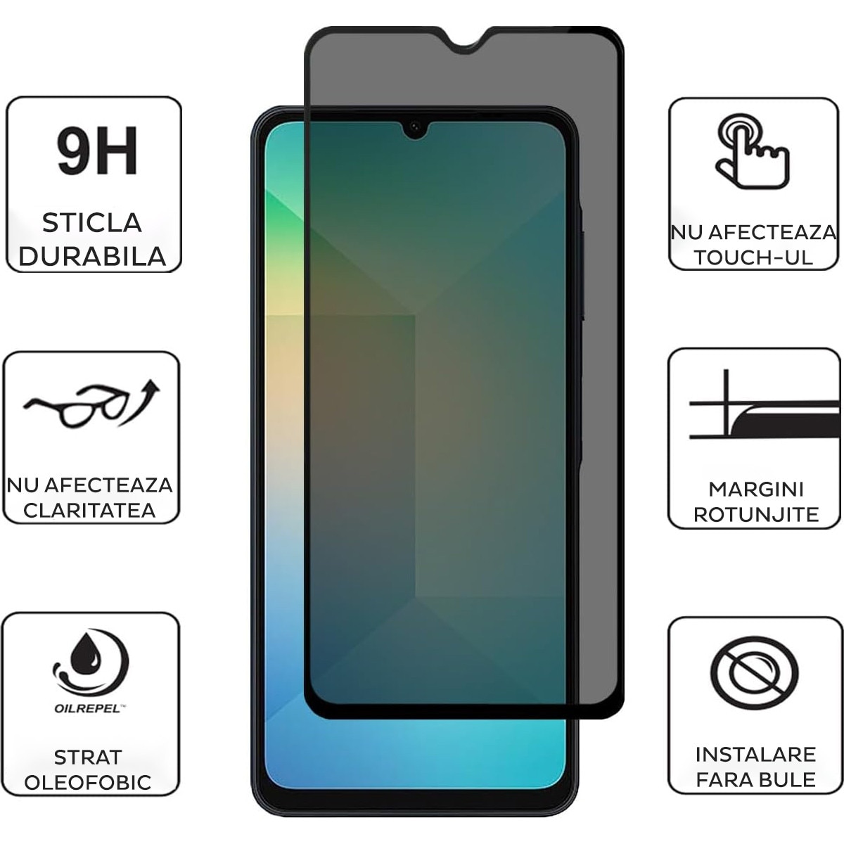 Folie Sticla Privacy pentru Samsung Galaxy A17 5G Daden MaxProtection, Full Cover, Protectie Profesionala, Ultra Rezistenta, Calitate Premium