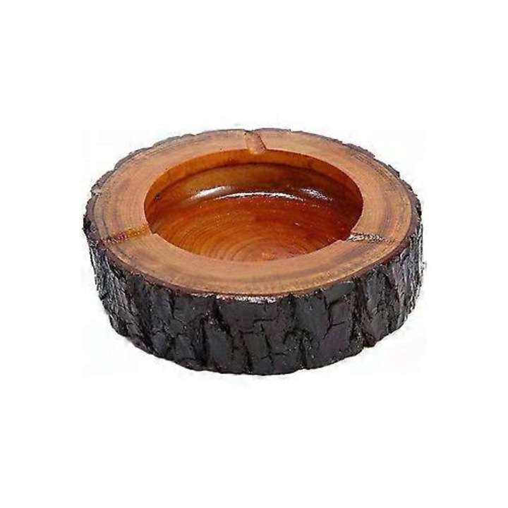 Scrumiera rotunda din lemn 5.5 inch, utilizare interioara si exterioara