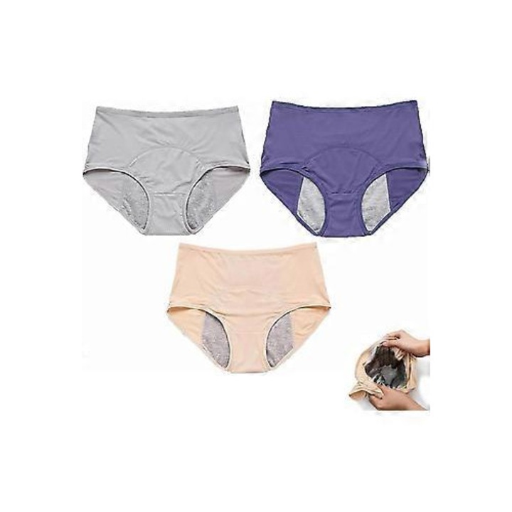 3 darabos vízálló inkontinencia bugyi szett nőknek, 60 év felettieknek