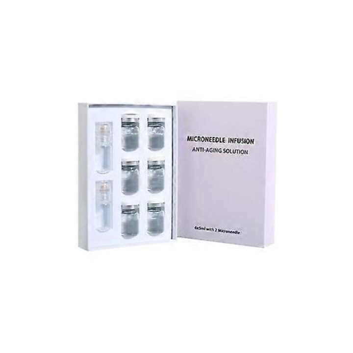 Sistem de microinfuzie pentru fata, kit de micro-needling, ser facial anti-imbatranire, 30ml