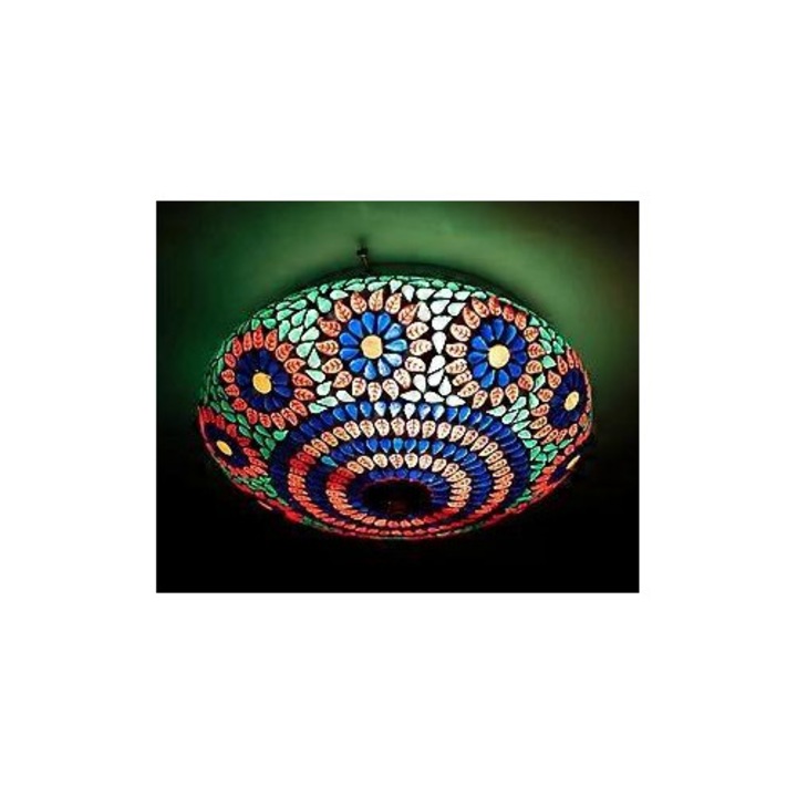 Színes üveg mennyezeti lámpa mozaik mintával, 30x30cm
