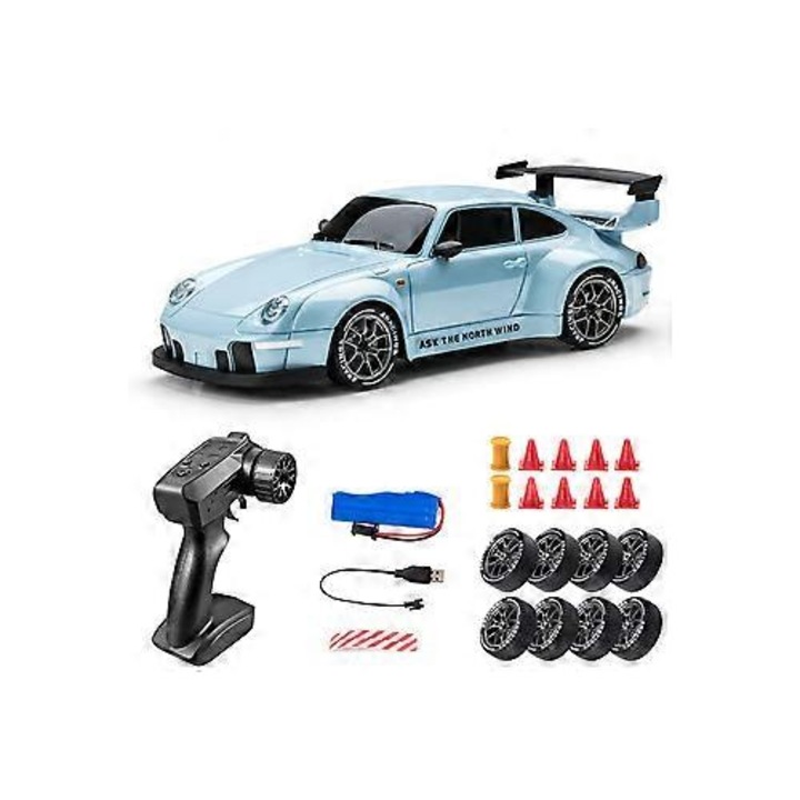 Masinuta RC 1/24 4WD cu 2 viteze, lumini LED, 50m raza de actiune