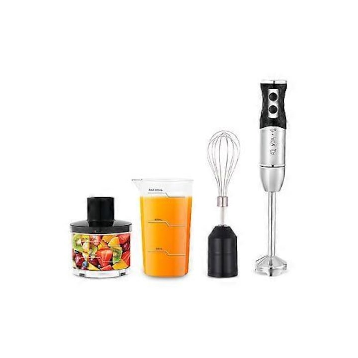Blender portabil, 600ml, 6 lame din otel inoxidabil, negru, 9x9x30cm