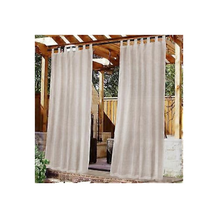 Kültéri vászonfüggönyök, vízálló, natúr, ragasztós rögzítéssel