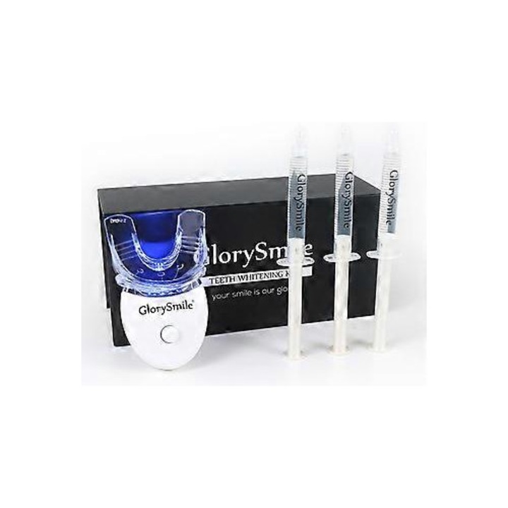 Комплект за избелване на зъби GlorySmile LED, гел за избелване с органичен пероксид, за чувствителни зъби