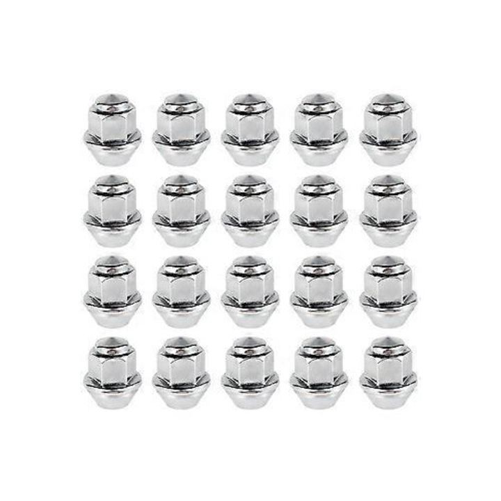 20 darabos kerékanya készlet M12x1.5, 19 mm-es hatszögletű, 60 fokos, szénacél, Ford kerekekhez