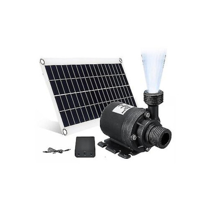 Соларна водна помпа 50W, 800l/h, 12V, тиха, за градински фонтан