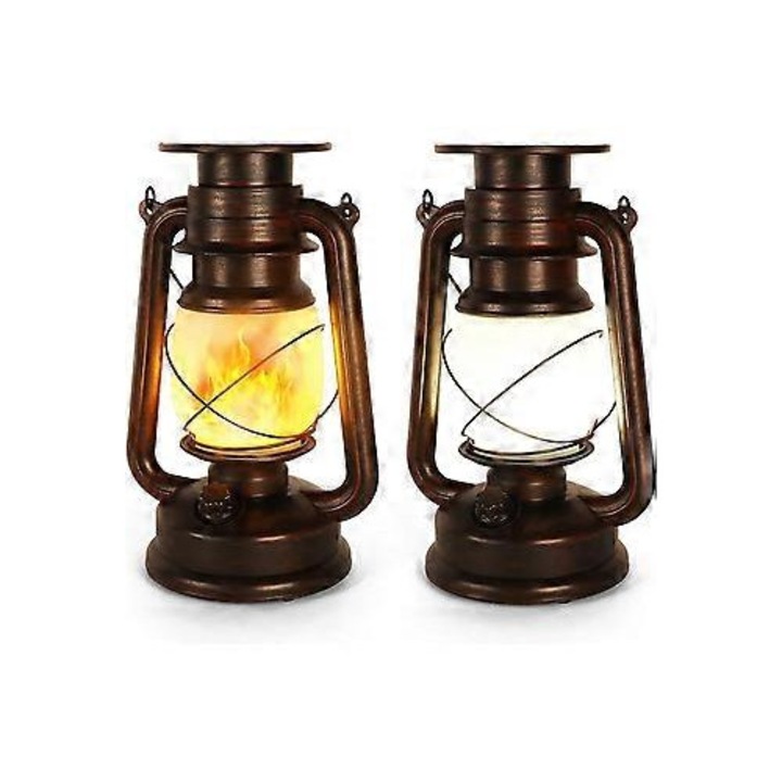 Set 2 Lampi Solare Decorative, Lanterna Solara pentru Gradina, Moduri de Iluminare, Rezistenta la Apa