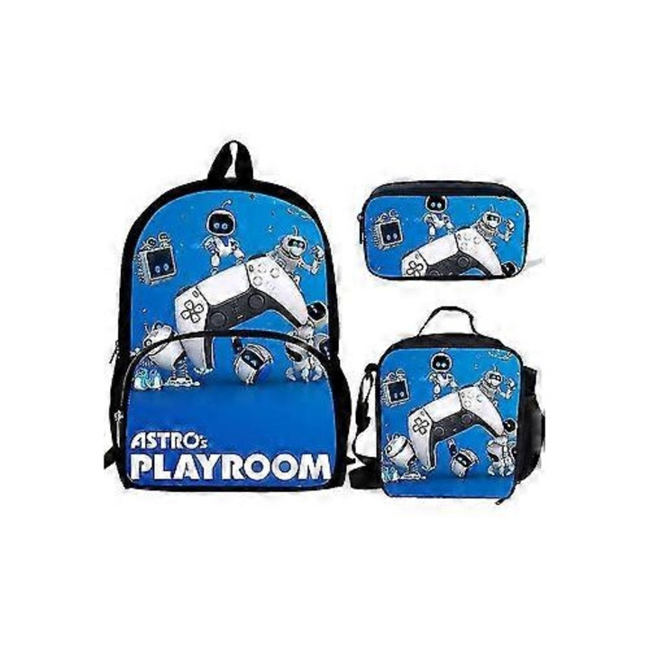 3 darabos iskolatáska szett gyerekeknek Astros mintával, kék