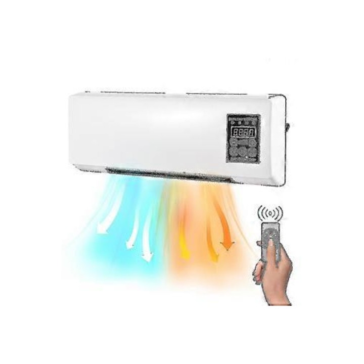 2 az 1-ben elektromos hősugárzó, falra szerelhető, fűtéshez és hűtéshez, kompakt méretek