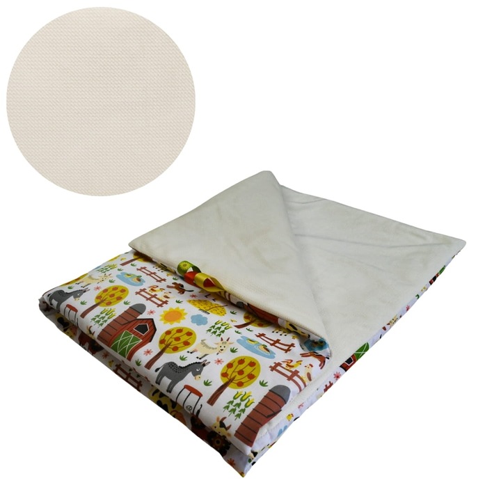 Gyerek Takaró, Puha, 75 cm x 100 cm, Melegséggel Kínálva, 100% Pamut Anyag, Bársony, Dupla Oldalú, Oeko-Tex Standard 100 Tanúsítvány, Krém