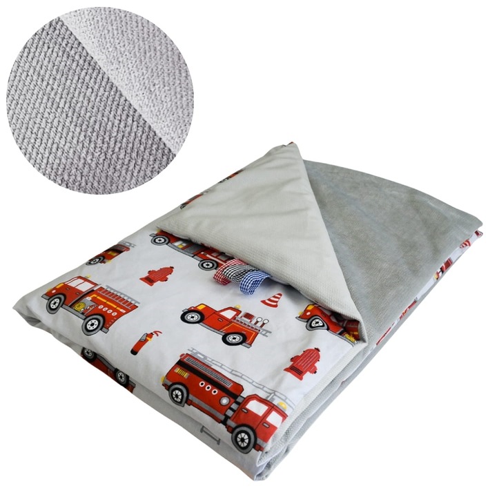 Gyermek takaró, védelem, 75 cm x 100 cm, bélelt, pamut és velúr anyag, Oeko-Tex® Standard 100 minősítés, kétoldalas, szürke