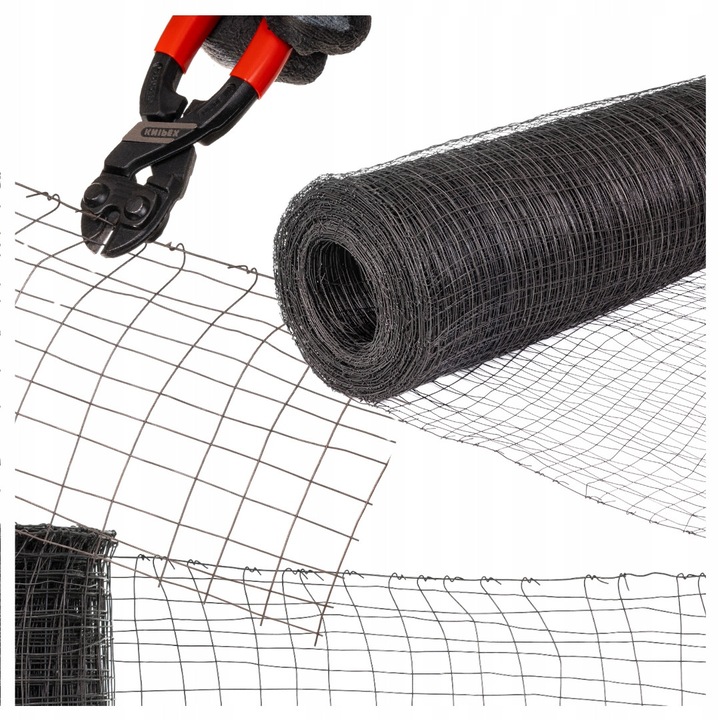 Vakolat alatti építkezési háló, ZPH JAN, 10 m², 1 mx10 m, 12 × 20 mm-es háló, 0,8 mm-es fekete drótháló, 1 méteres tekercsmagasság, 10 méteres hossz, fekete