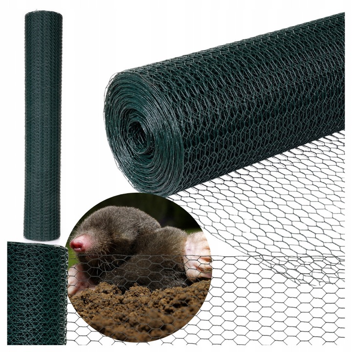 Plasa Impotriva Cartitelor, ZPH JAN, 1 mx25 m, Ochii 13×1 mm, Acoperire Zincata Si Pvc, Densa Si Rezistenta, Utilizare Peluze, Rabate, Gradini, Paduri, Verde