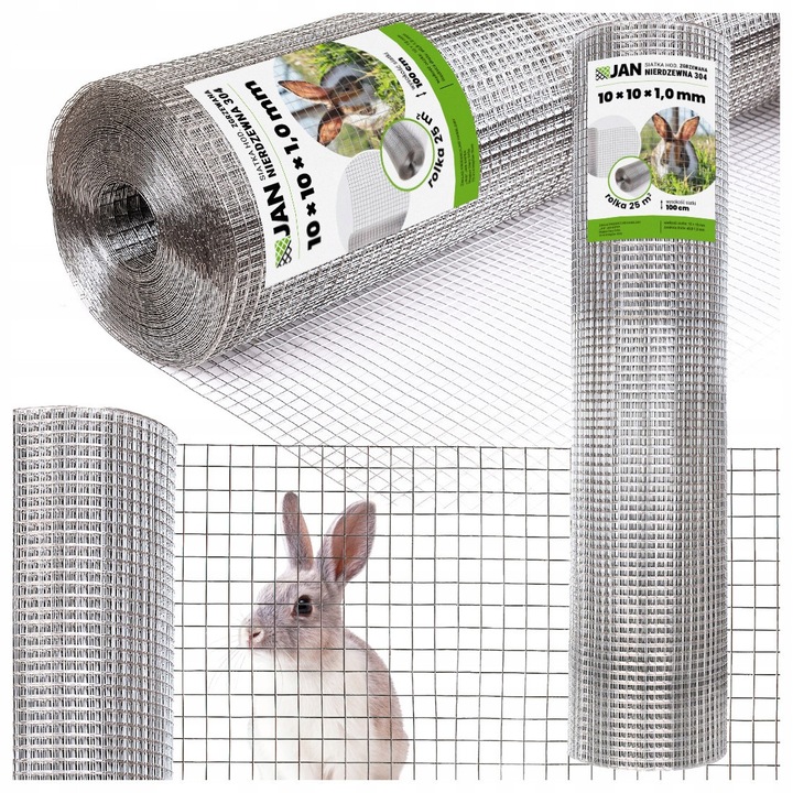 Plasă sudată inox 304, 8x8x0.8mm, înălțime 1m, 25m2