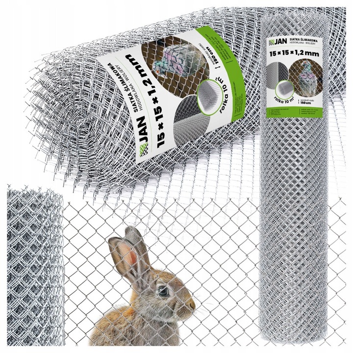 Növesztőháló, ZPH JAN, 15 mmx15 mmx150 cm, Horganyzott drót 1,2 mm, Szemméret 15x15 mm, Magasság 150 cm, Szerkezeti stabilitás, Ezüst