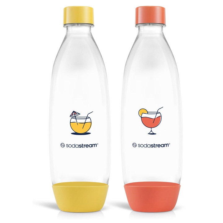 Sodastream Fuse Duo Palack készlet, 2 db, 2x1 L, Mosogatógépben mosható, Sárga és Narancssárga