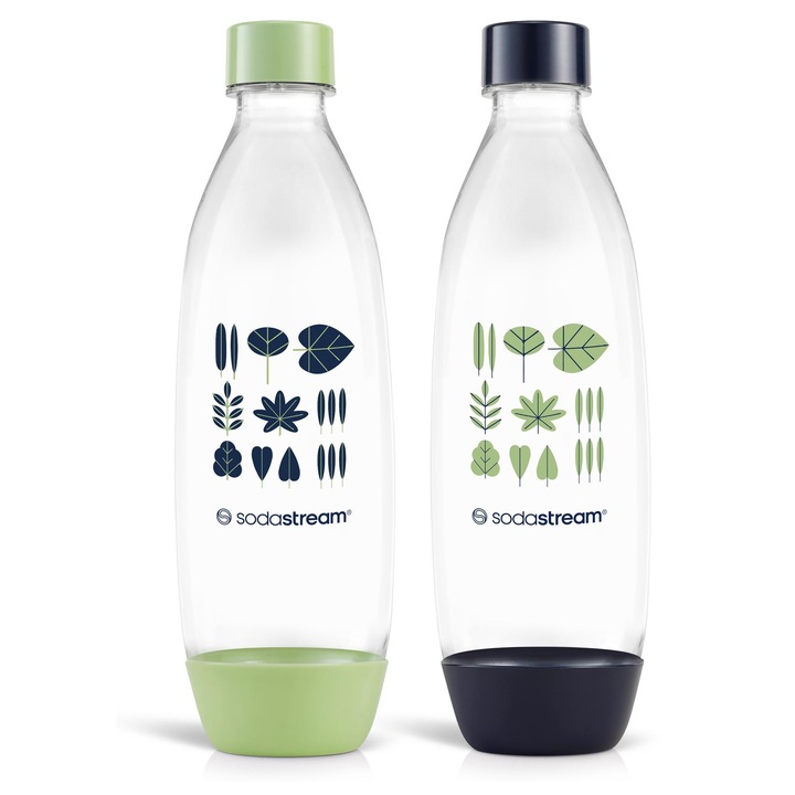 Sodastream Fuse Duo Palack készlet, 2 db, 2x1 L, Mosogatógépben mosható, Zöld és Kék