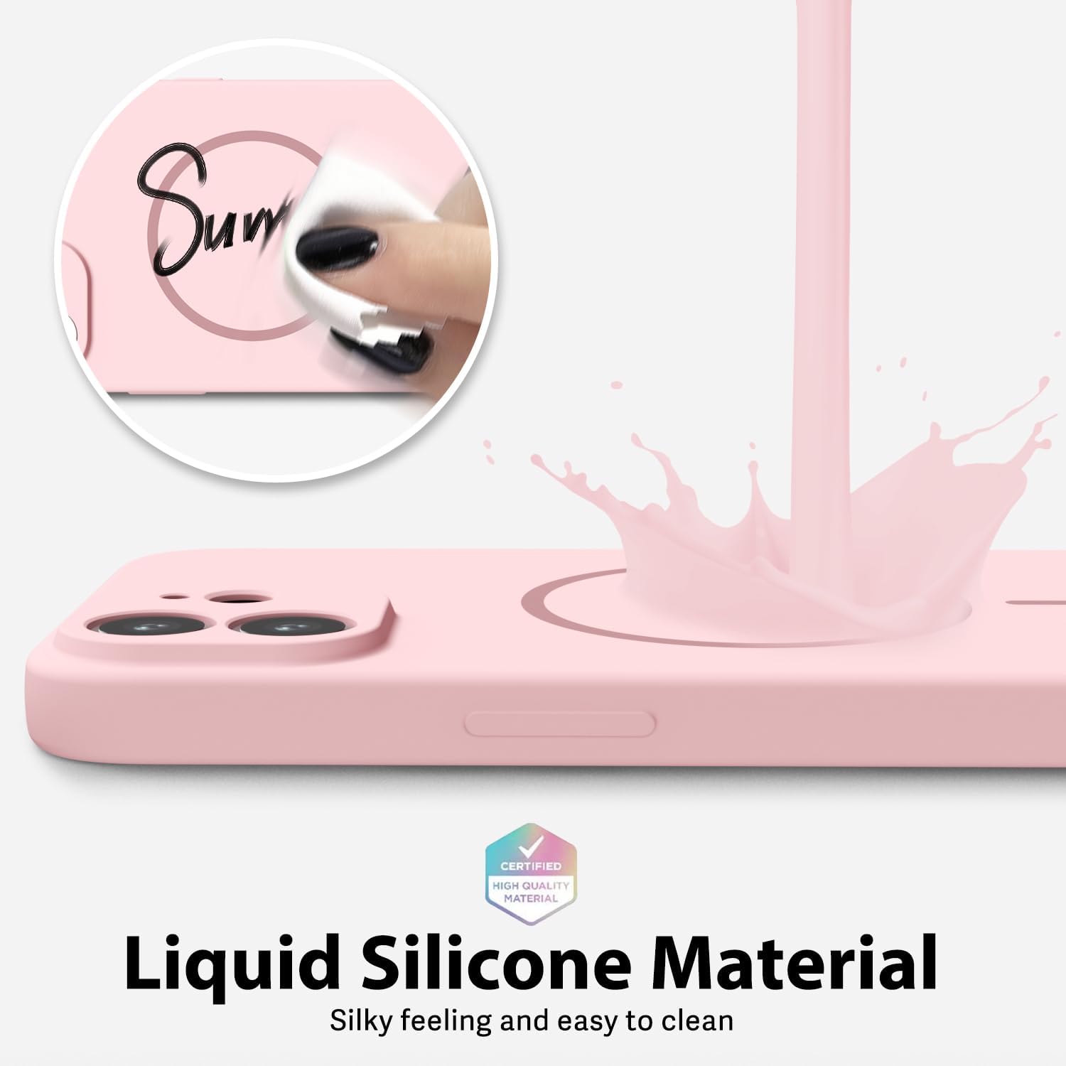Husa Telefon din Silicon Roz, Compatibila cu MagSafe si iPhone 16 Pro, Rezistenta la Socuri, Prietenos cu Pielea, Margini Ridicate pentru Protectia Ecranului si Camerelor, Suprafata Anti-amprenta, Instalare Usoara Fara Scratch