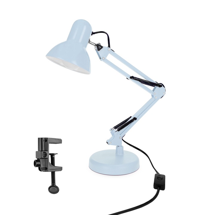 Lampa de birou albastra PIXI Baby Blue E27 set baza si clip EDO777723 EDO Solutions