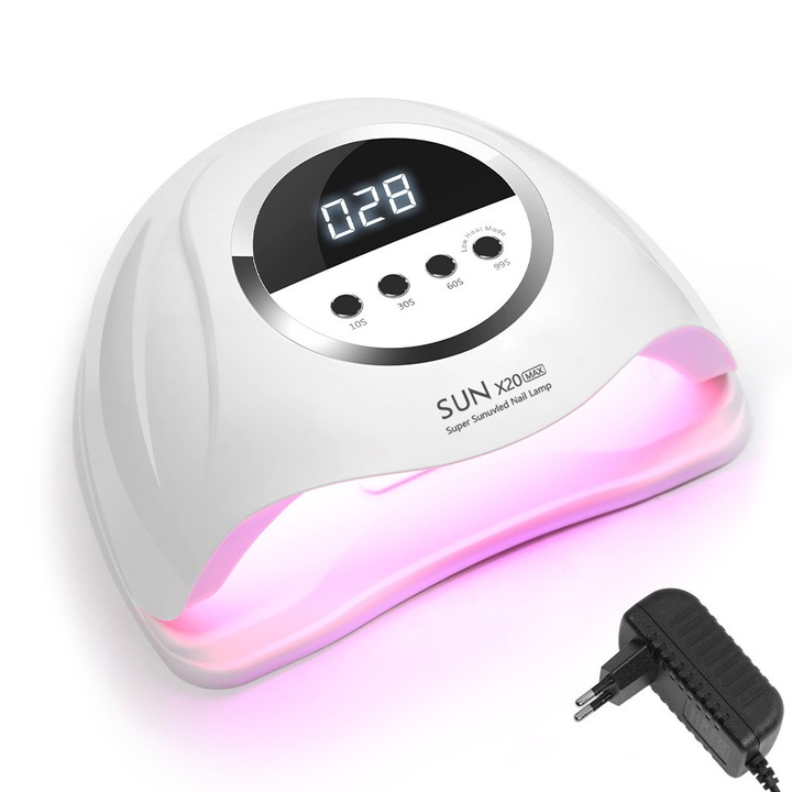 Lampa UV LED pentru manichiura, LXNZUHN®, SUN, X20 MAX, 320W, 72 LED-uri, senzor infrared, 22x20x10cm, alb