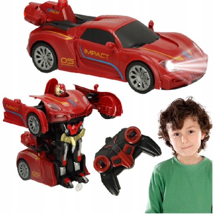 Masina de curse Transformers Controlata de la Distanta cu Telecomanda, Efecte Sonore si Luminoase, 2, 4 GHz, Raza de actiune 15-20 m, Red