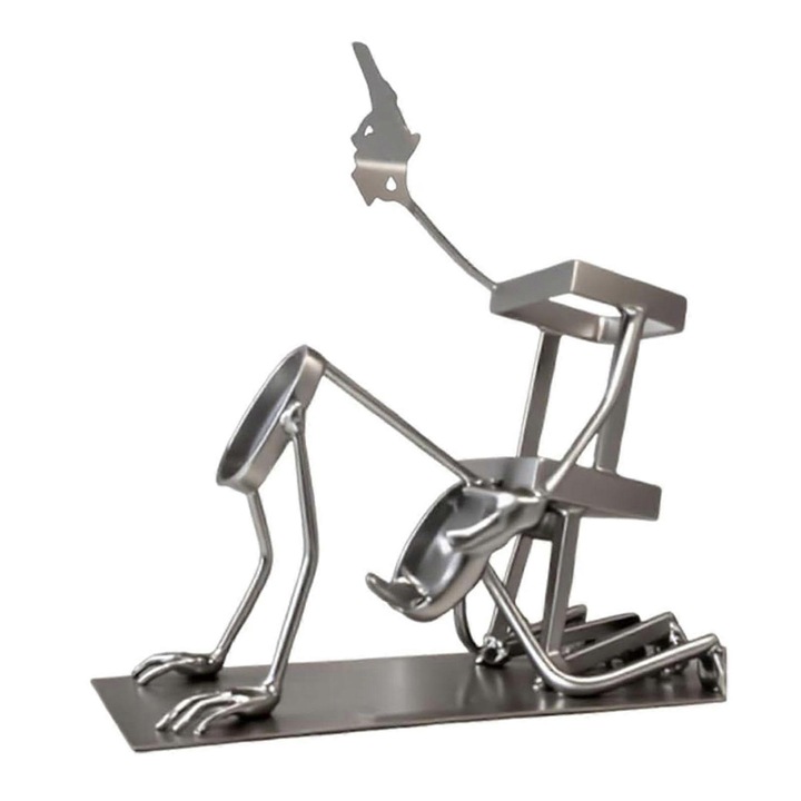 Italtartó, fém, egyedi design, ezüst, 2 palackhoz