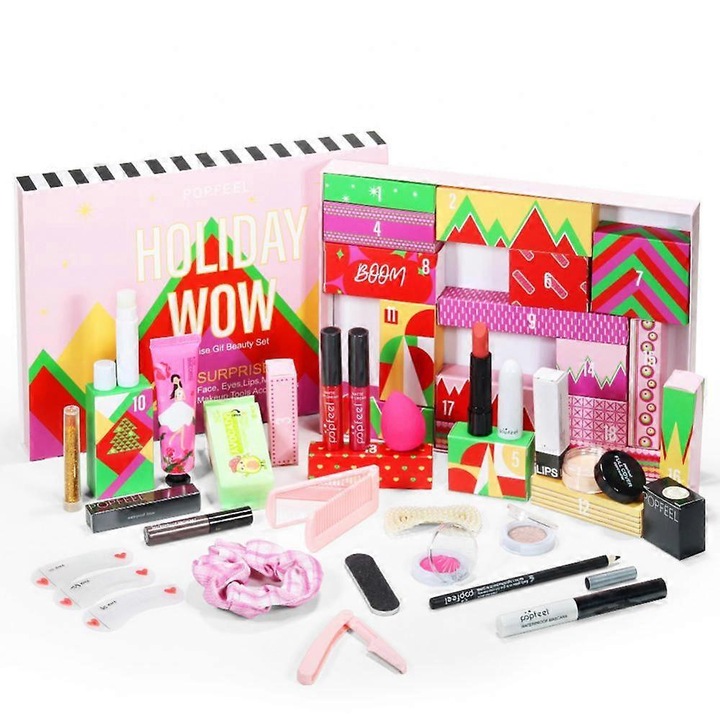 Set trusa de machiaj, 8-56 piese, accesorii de frumusete, multicolor, pentru fete si adolescenti