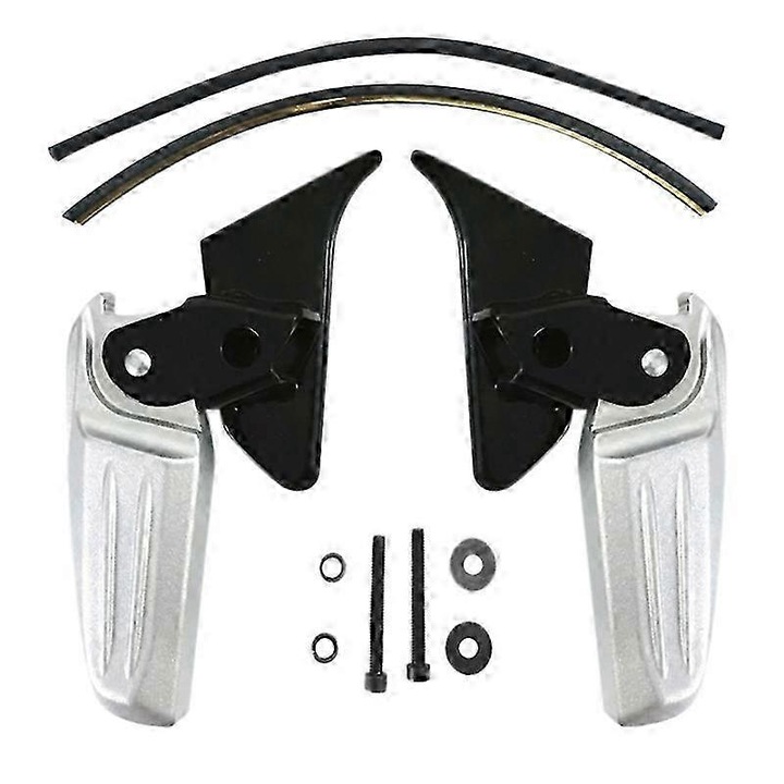 Pedale pliabile motocicleta, set 2 bucati, aluminiu CNC, negru cu argintiu