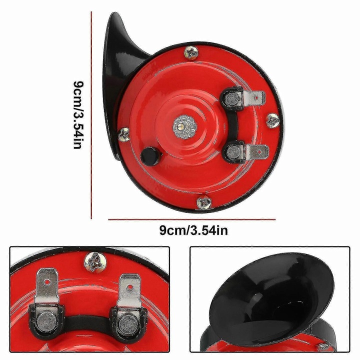 Claxon Super 300DB, rosu, pentru motocicleta, masina, camion, SUV, barca, 12V