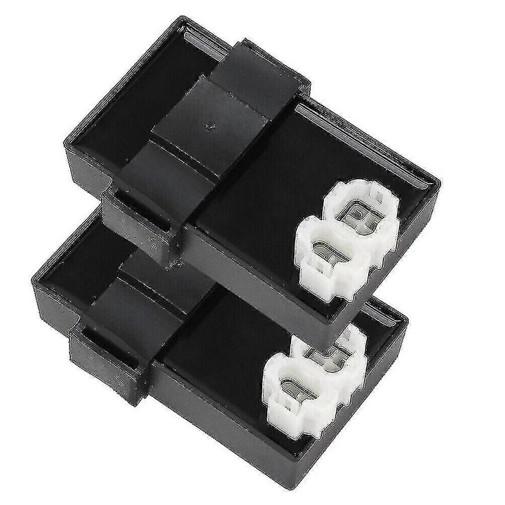 Bobina CDI pentru motocicleta, 2 conectori, 6 pini, neagra, 44x92x55mm, set 2 bucati