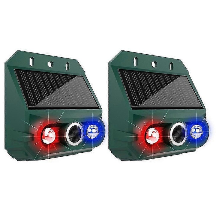 Dispozitiv antidaunatori solar cu senzor de miscare, 2 LED-uri rosii intermitente, rezistent la apa, set de 2 bucati