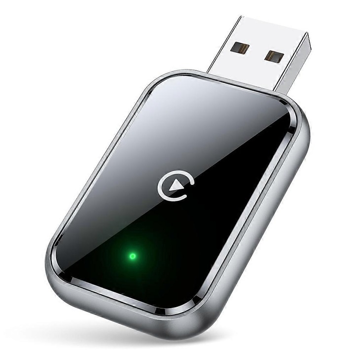 Adaptor wireless CarPlay, USB, USB-C, negru, compact