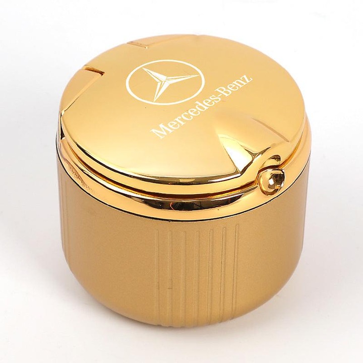 Scrumiera metalica 70x65mm, aurie, pentru masina